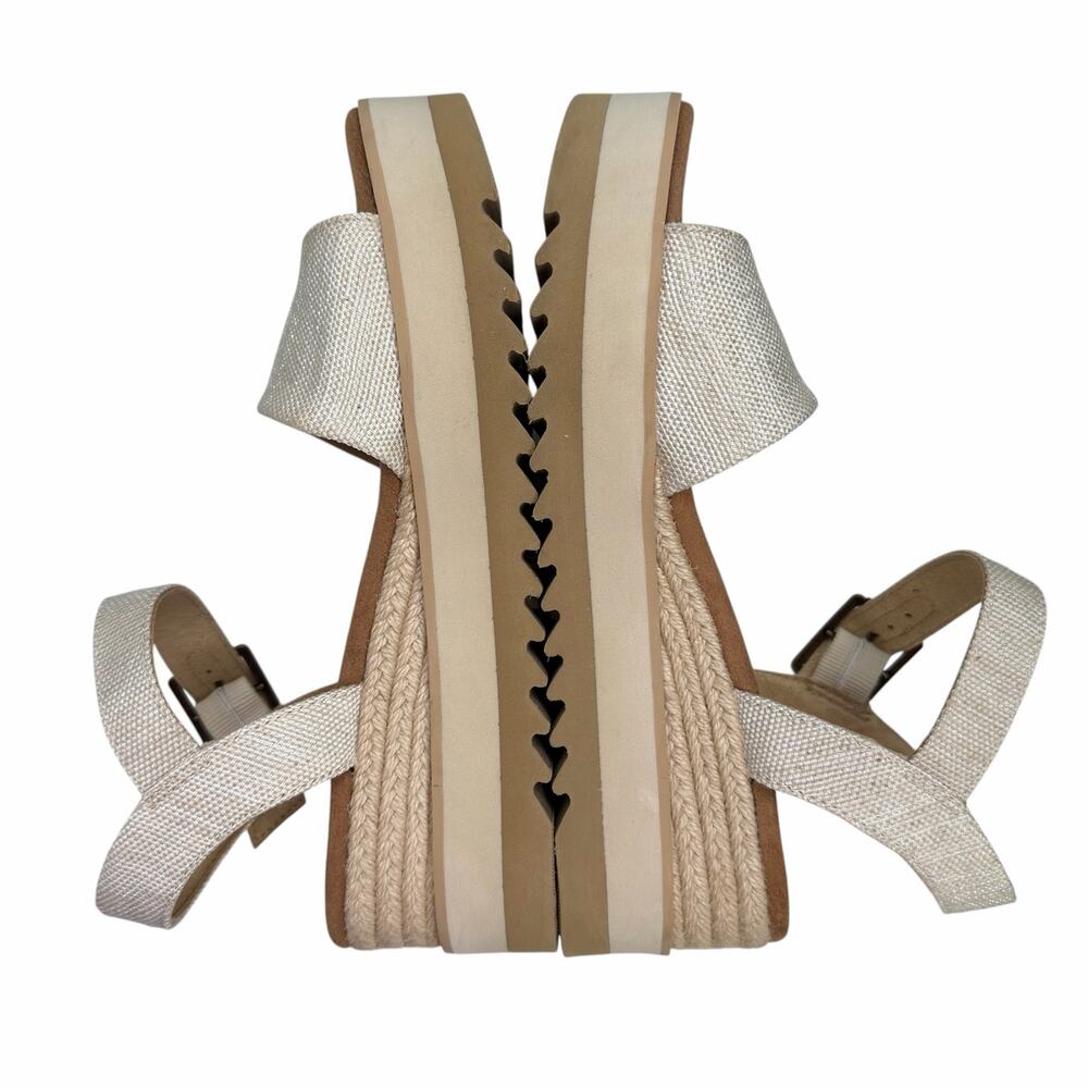 TOMS Women's Diana Platform Wedge Sandal Size 7.5 Natural Canvas Espadrille - Picture 9 of 14